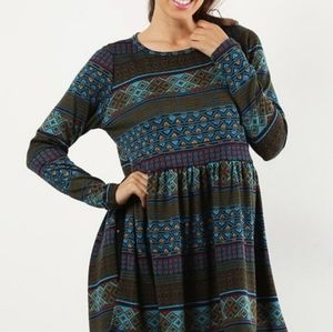 Pretty Young Thing Boho Geometric Print Empire Waist Tunic